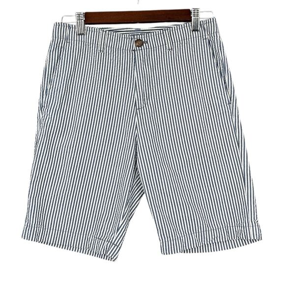 Lands End Blue White Striped Seersucker Side Pockets Casual Shorts Size‎ 14 - Picture 1 of 8